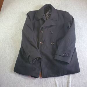 Liz Claiborne Jacket Womens Large Black Wool Blend Double Breasted Coat